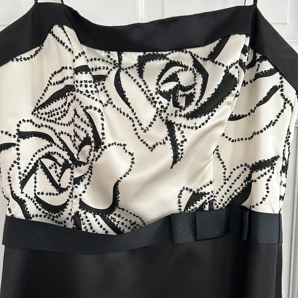 Dressy Strapless Black and White Dress - Picture 3 of 7